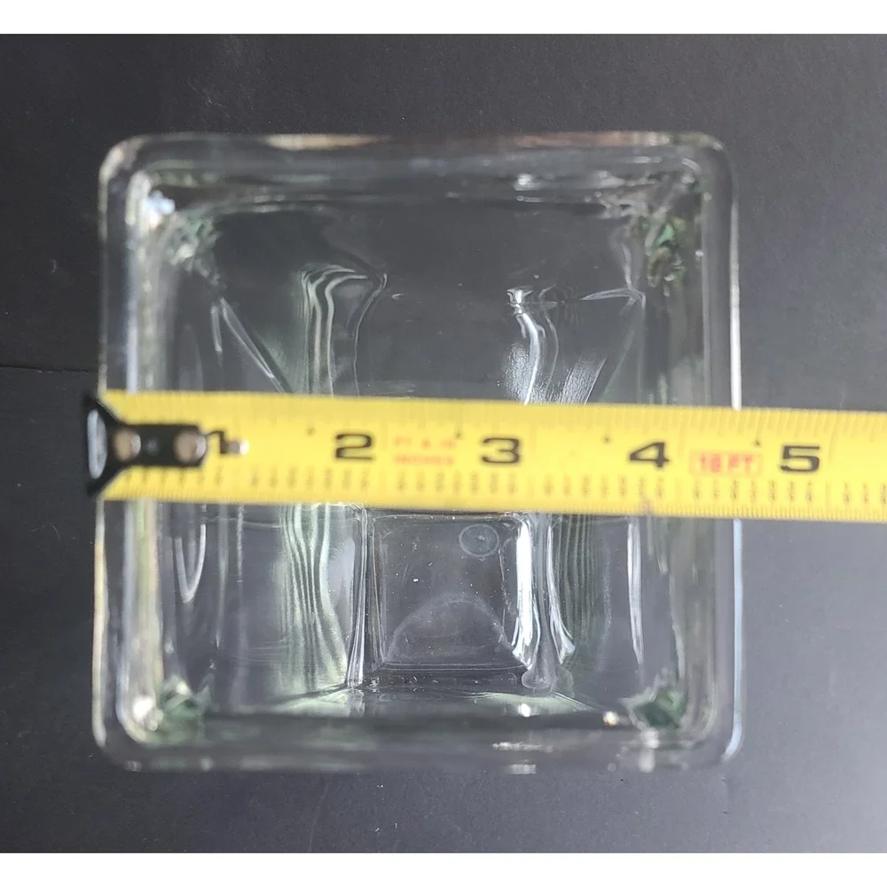 Hand Blown Art‎ Glass Tapered Square Neck Clear Heavy Vase Floral Centerpiece
